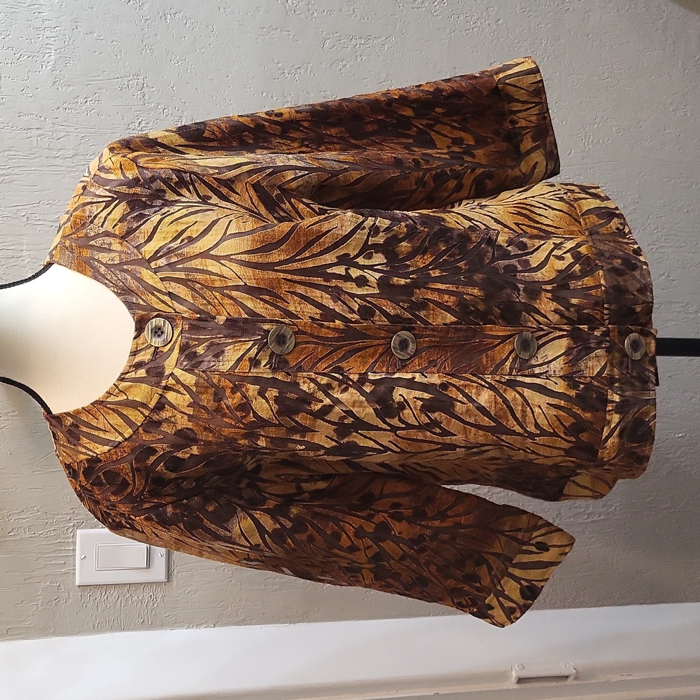 Coldwater Creek Lightweight Mixed Media 3/4 Sleeve Jacket